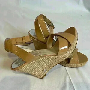 Michael Kors Women's Tan Espadrille Wedge Platform Sandals Size 8M